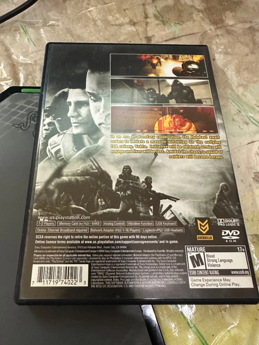 Killzone Sony PlayStation 2 2004 PS2 Manual Reg Card Included